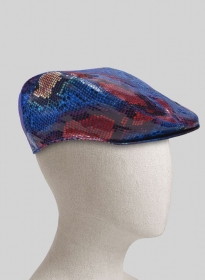 Bold Blue Python Leather Cap