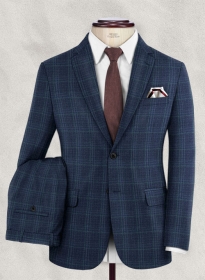 Reda Sapphire Blue Checks Wool Suit