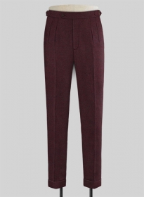 Wine Herringbone Highland Tweed Trousers