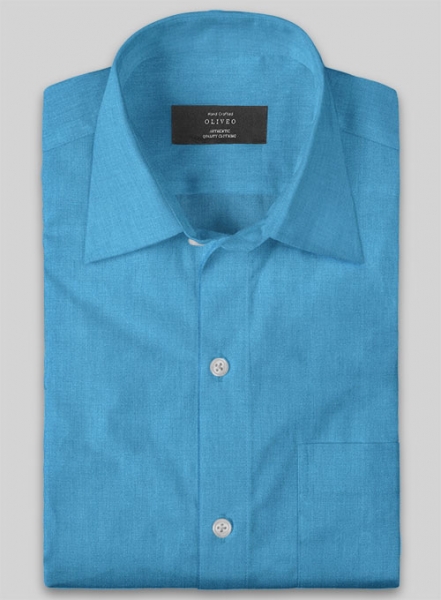 European Blue Linen Shirt - Half Sleeves