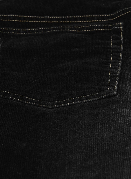 Slate Black Corduroy Stretch Jeans - Treated Hard Wash