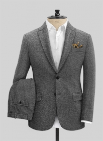 Vintage Plain Dark Gray Tweed Suit