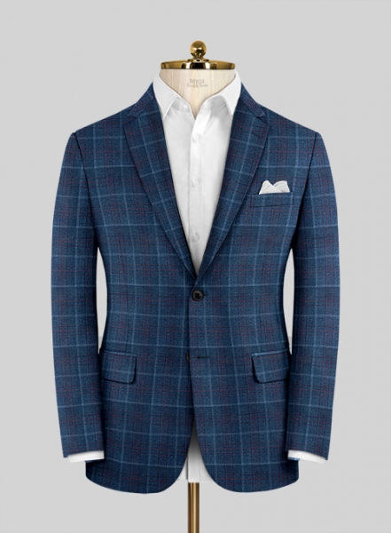 Reda Plume Blue Checks Wool Suit