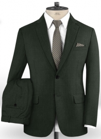 Sharkskin Dark Green Wool Suit