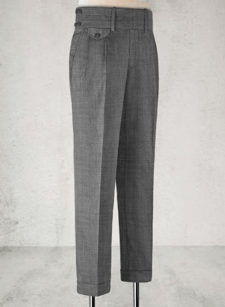 Napolean Sharkskin Gray Double Gurkha Wool Trousers