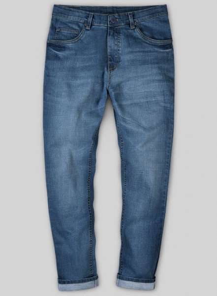 Chicago Blue Stretch Stone Wash Whisker Jeans - Look #502