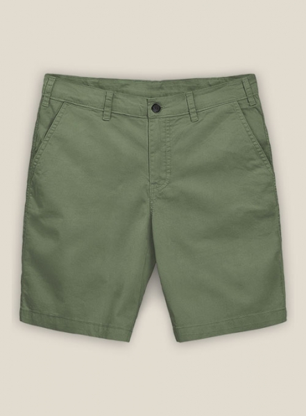 Green Cotton Power Stretch Chino Shorts