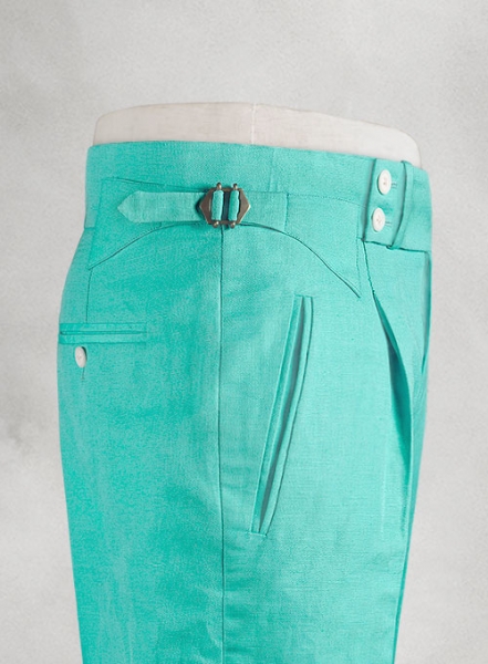 Safari Teal Blue Heritage Cotton Linen Trousers