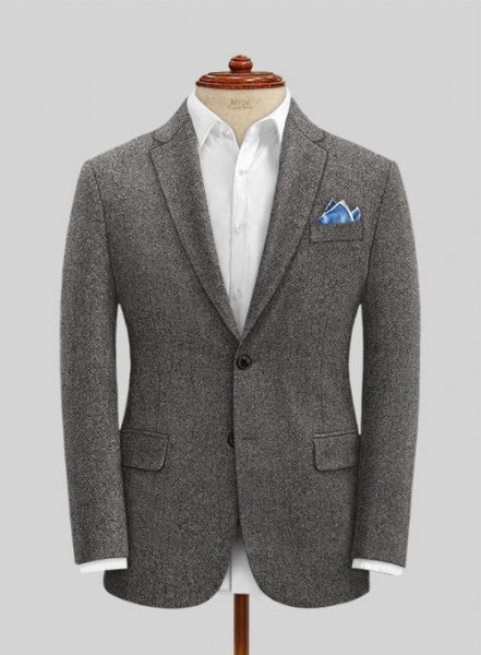 Gray Herringbone Flecks Donegal Tweed Jacket