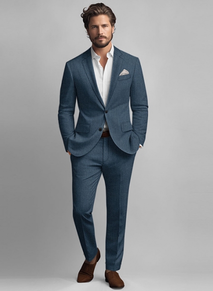 Indigo Blue Pure Linen Suit