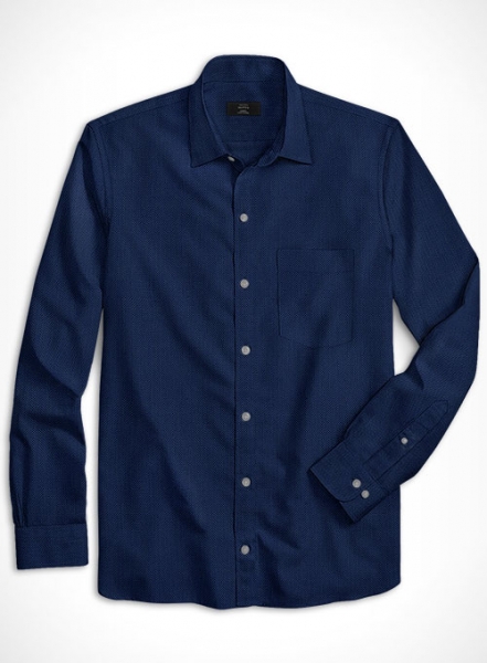 Royal Blue Herringbone Cotton Shirt