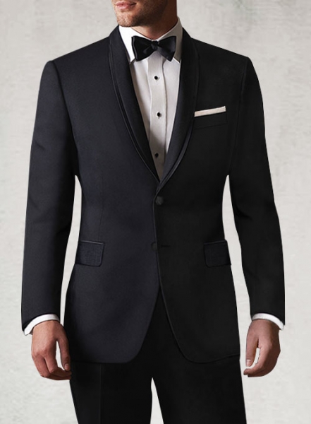 Italian Style Black Wool Tuxedo - Satin Trim