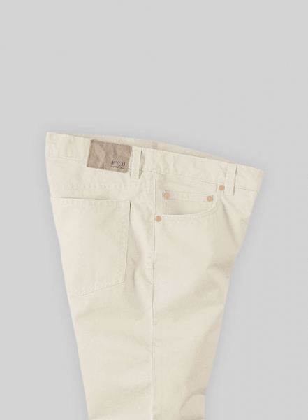 Kids Light Beige Feather Cotton Canvas Stretch Jeans