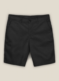 Black Feather Cotton Canvas Stretch Shorts