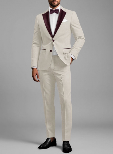 Napolean Muted Beige Wool Tuxedo Suit