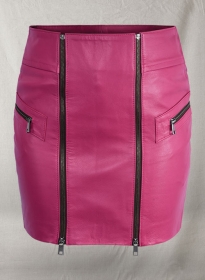 Front Zipper Leather Mini Skirt - # 143