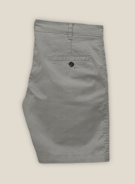 Gray Feather Cotton Canvas Stretch Shorts