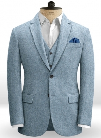 Light Blue Herringbone Tweed Jacket