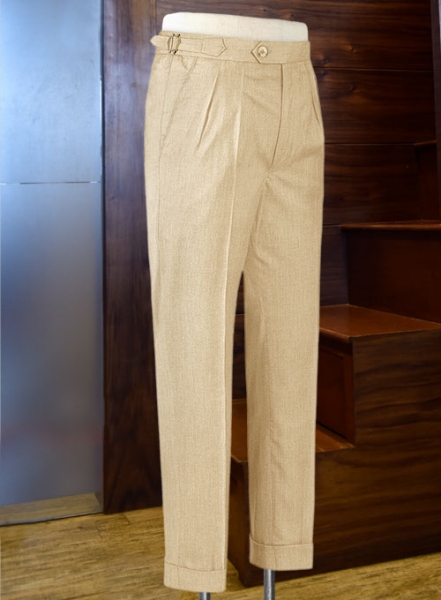 Napolean Stretch Khaki Highland Wool Trousers