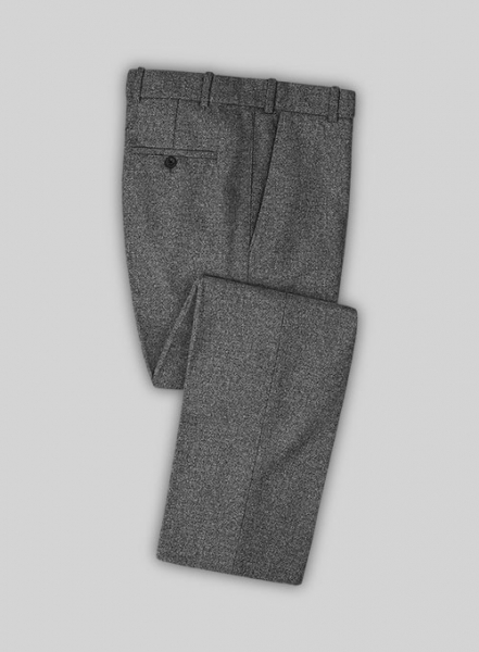 Vintage Plain Dark Gray Tweed Pants