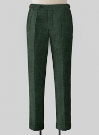 Bottle Green Herringbone Highland Tweed Trousers