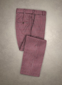 Reda Carmine Red Houndstooth Wool Pants