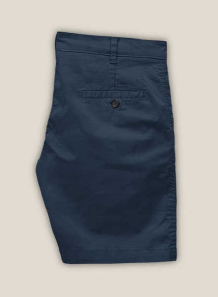 Royal Blue Feather Cotton Canvas Stretch Shorts