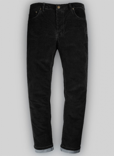 Slate Black Corduroy Stretch Jeans - Hard Wash