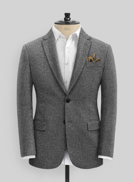 Vintage Plain Dark Gray Tweed Suit