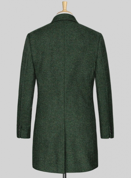 Bottle Green Herringbone Tweed Overcoat