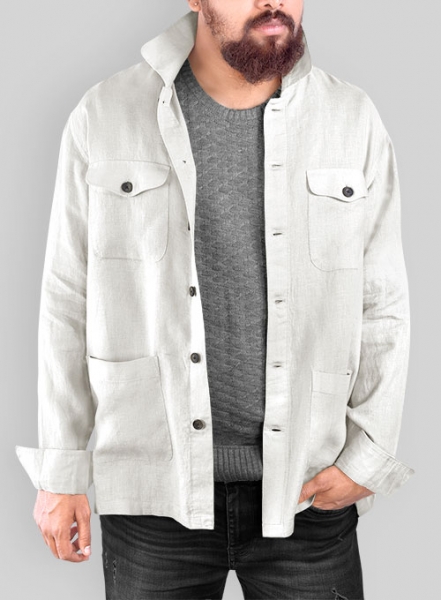 Safari Pure Natural Linen Overshirt - Full Sleeves