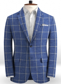 Solbiati Blue Windowpane Linen Jacket