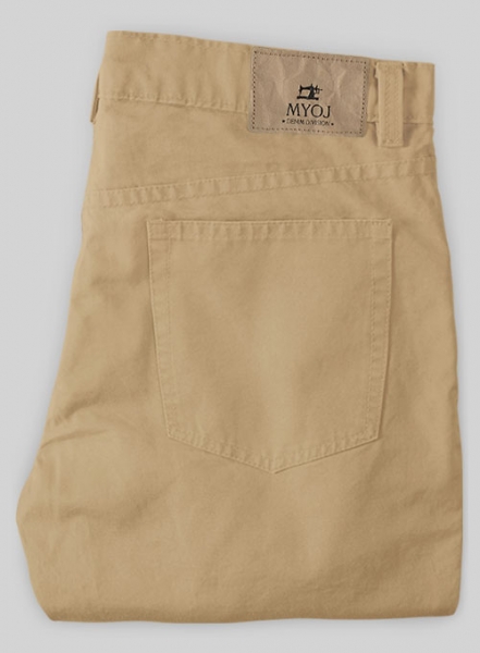 Khaki Feather Cotton Canvas Stretch Jeans