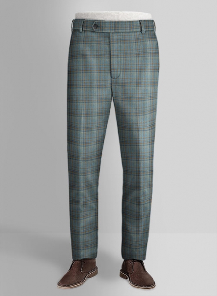 Reda Cay Blue Checks Wool Pants