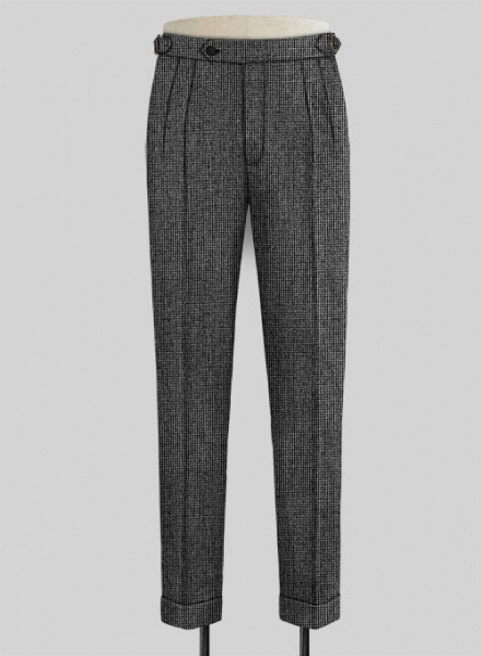 Vintage Gray Macro Weave Highland Tweed Trousers