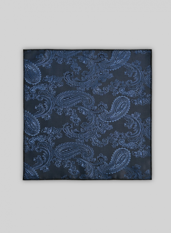 Paisley Pocket Square - Dark Blue