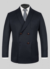 Blue Merino Wool Double Breasted Style Jacket