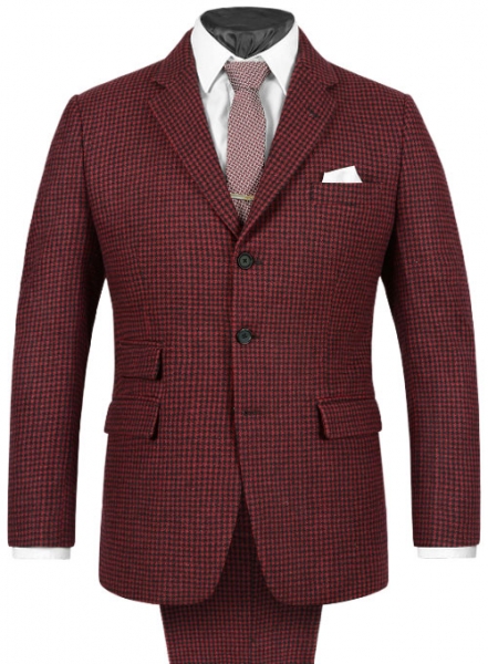 Big Houndstooth Red Tweed Suit