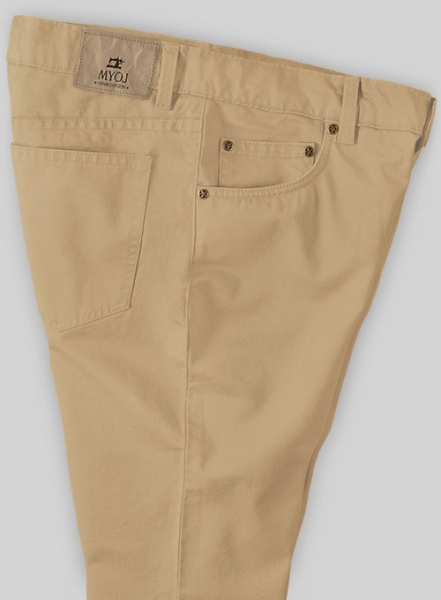 Khaki Feather Cotton Canvas Stretch Jeans