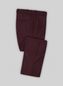 Wine Herringbone Tweed Pants