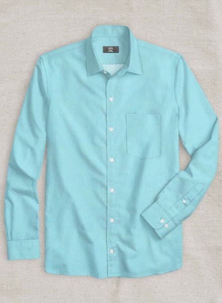 Aqua Blue Luxury Twill Shirt - Full Sleeves