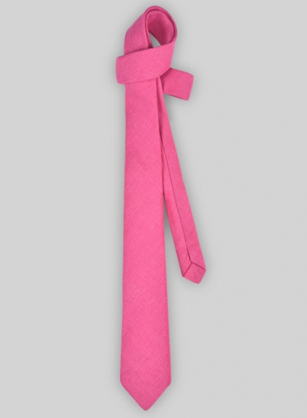 Linen Tie - Neon Pink Pure