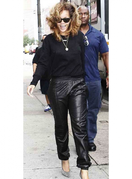 Rihanna Leather Joggers Replica