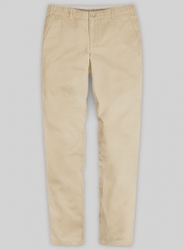 Beige Feather Cotton Canvas Stretch Chino Pants