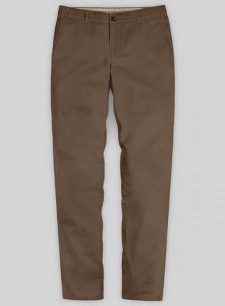 Brown Feather Cotton Canvas Stretch Chino Pants