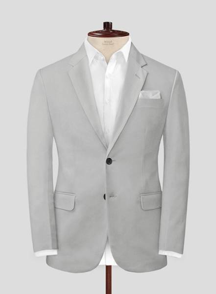 Light Gray Feather Cotton Canvas Stretch Suit