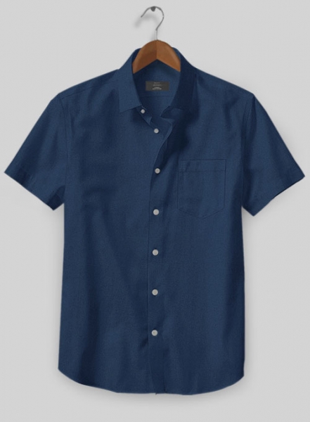 Air Blue Stretch Poplene Shirt - Half Sleeves