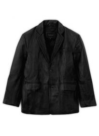 Black Leather Blazer - 44 Regular