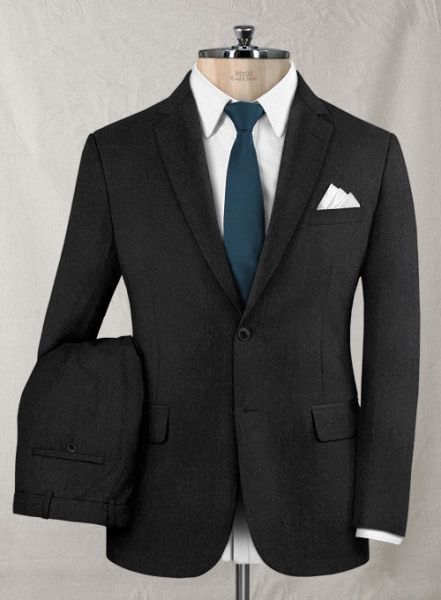 Black Flannel Wool Suit