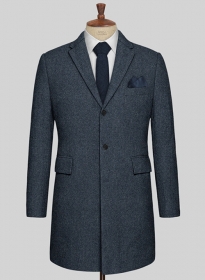 Light Weight Bond Blue Tweed Overcoat